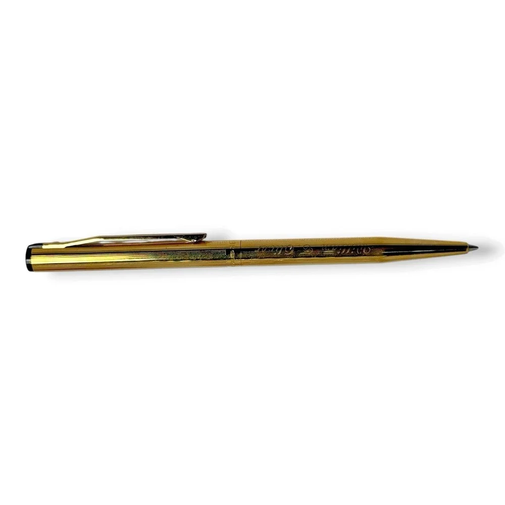 VTG‎ Sheaffer Gold Electroplated Ballpoint Pen White Dot Clip Personalized READ